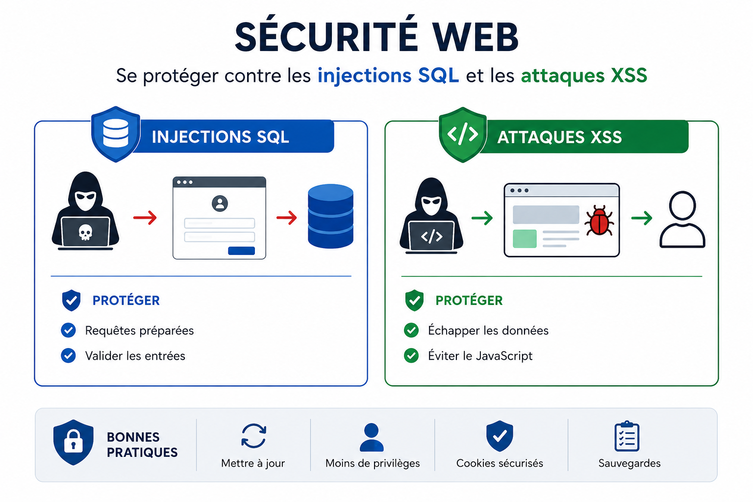 Méthodes de protection contre les injections SQL et les attaques XSS